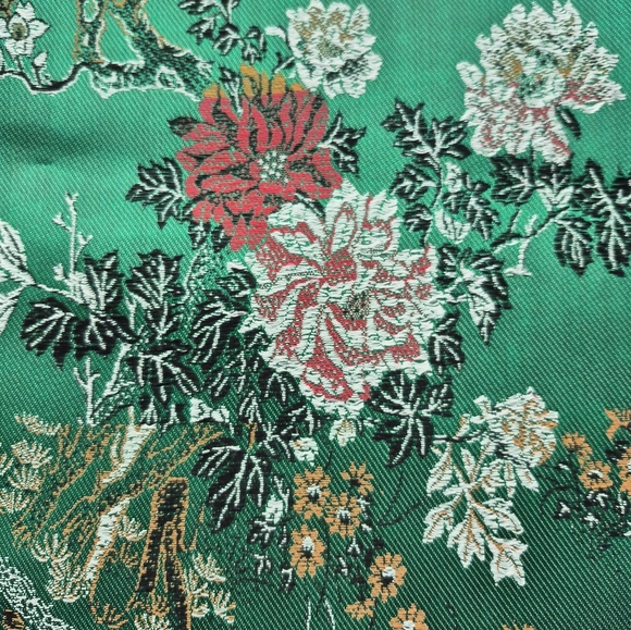 Red & Green Vintage Chinese silk brocade pillow cover 17×17 - Picture 6 of 8